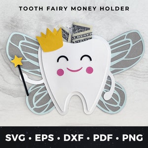 Sac fée des dents en papier, porte-monnaie bricolage fée des dents, pochette fée des dents, sac fée des dents, cadeau pour les enfants, SVG fée des dents, image vectorielle fée des dents