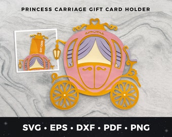 Princess Carriage Gift Card Holder svg, Princess Carriage svg, DIY Princess Carriage Card, Princess Card svg, Money Holder svg, Princess svg