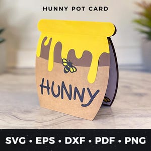 Hunny Pot carte de voeux SVG, jolie carte Pot de miel, bricolage inspiré de la carte Winnie l'ourson, amateur d'abeilles, Hunny svg, fichier de coupe Hunny Pot, carte Hunny
