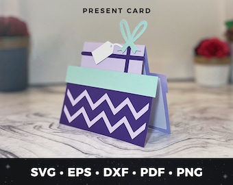 Birthday Card svg, Present Card svg, Birthday Present Card Cut File SVG, DIY Birthday Card Cut File PDF, Present Greeting Card svg Cut File