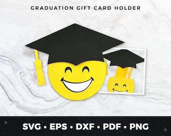 Smiley Graduation Gift Card Holder svg, DIY Graduation Card, Graduation SVG, Graduation Gift Cut File, Money Holder, DIY Grad Card pdf eps