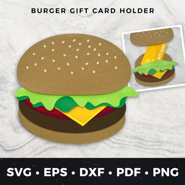 Burger Gift Card Holder svg, Burger Money Holder svg, Fast Food Gift Card Holder svg, Burger Birthday Card svg, Hamburger Card svg, Burgers