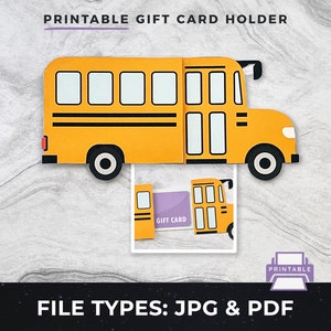 Porte-cartes cadeau imprimable autobus scolaire pdf, Porte-cartes cadeau professeur DIY jpg | Porte-cartes cadeau imprimable à la maison, porte-cartes cadeau imprimable pdf