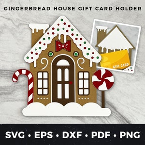 Lebkuchenhaus Geschenk Kartenhalter svg, Lebkuchenhaus Cut File svg, Weihnachtsgeschenk Kartenhalter Cut File svg DIY Urlaub Geschenk Kartenhalter