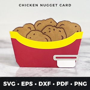 Carte de voeux pépite de poulet SVG, carte de nourriture drôle, carte d'amateur de restauration rapide, carte d'anniversaire de pépite SVG, carte de pépite de poulet bricolage, carte-cadeau de collation