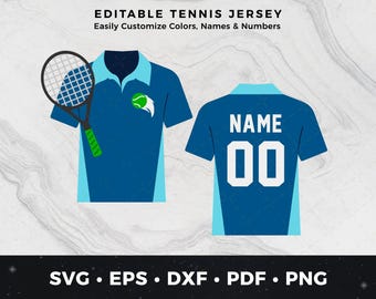 Tennis Shirt Svg Png pdf dxf eps, Tennis Clipart, Cut File, Print File, DIY Tennis Uniform Svg, Editable Tennis Shirt File, Team Signs