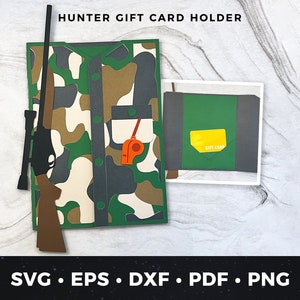 Portatarjetas de regalo de caza svg, Tarjeta de cumpleaños de camuflaje svg, Tarjeta de cumpleaños de caza, Portatarjetas de regalo de cazador svg, Tarjeta de camuflaje para exteriores pdf, png