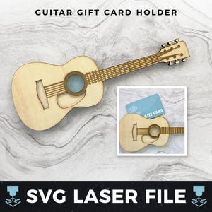 Akoestische gitaar cadeaukaarthouder svg, DIY houten gitaar cadeaukaarthouder | Laserhout cadeaukaarthouder SVG, laserklaar gesneden bestand svg, pdf