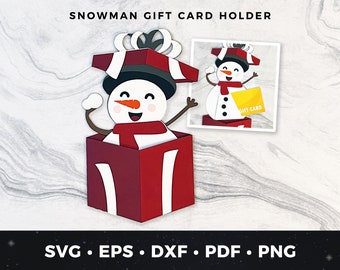 Snowman Holiday Gift Card Holder svg, Christmas Gift Card Holder Cut File, Christmas Gift Card Holder svg, Cute Snowman Gift Card Holder svg