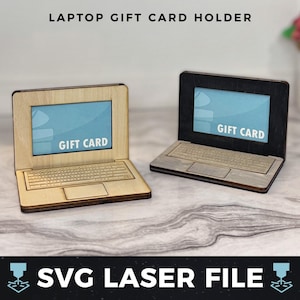 Porte-cartes cadeau pour ordinateur portable svg, porte-cartes cadeau ordinateur en bois bricolage, cadeau pour ordinateur portable | Porte-cartes cadeau bois laser SVG, fichier prêt à être découpé au laser svg PDF