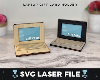 Laptop Gift Card Holder svg, DIY Wood Computer Gift Card Holder, Laptop Gift | Laser Wood Gift Card Holder SVG, Laser Ready Cut File svg PDF