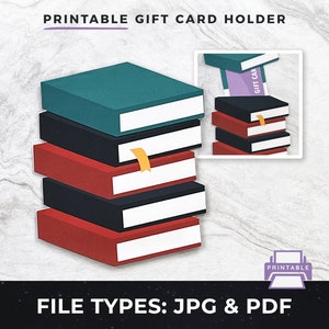 Druckbare Bücher Geschenkkartenhalter pdf, DIY Buchliebhaber Geschenkkarte jpg | DIY Print at Home Geschenkkartenhalter, Druckbare Geschenkkartenhalter pdf png