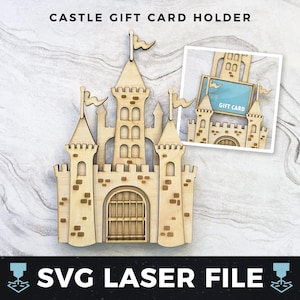 Schloss Geschenk Kartenhalter svg, DIY Holz Prinzessin Schloss Geschenkkartenhalter svg | Laser Holz Geschenk Kartenhalter SVG, Laser bereit geschnitten Datei svg, PDF