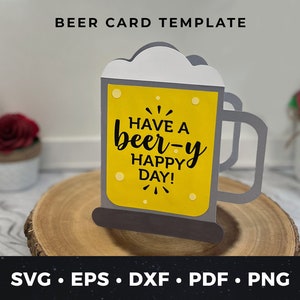 Plantilla de tarjeta del día del padre con cerveza, tarjeta de cumpleaños con cerveza, cumpleaños, descarga de tarjeta de cumpleaños, tarjeta del día del padre hecha a mano, tarjeta de cerveza para papá, svg de cerveza
