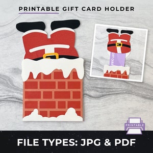Weihnachtsmann Geschenkkartenhalter, Weihnachtsgeschenkkartenhalter, Printable Weihnachtsgeschenkkartenhalter, DIY Weihnachtsmann im Schornstein Geschenkkartenhalter pdf