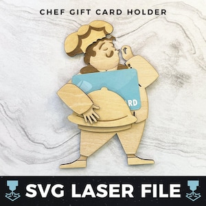 Restaurant cadeaukaarthouder svg, DIY hout chef cadeaukaarthouder gesneden svg | Laserhout cadeaukaarthouder SVG, laserklaar gesneden bestand svg, pdf