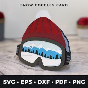 Skiing Goggle Grußkarte svg, Snowboarding Greeting Card svg, Skiberg Karte svg, Skibrille Karte svg, Ski Geburtstagskarte svg Cut Datei