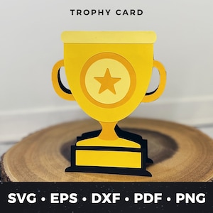 Cartão de troféu Svg, Cartão de fã número um, Cartão de esportes, Cartão de prêmio svg, Troféu svg, Cartão de vencedor svg, Troféu de papel, Arquivo de corte de troféu, Cartão de parabéns