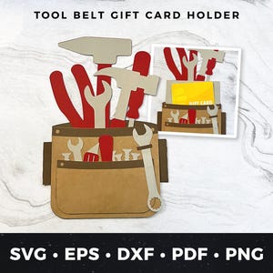 Uchwyt na karty upominkowe Tool Belt SVG, Karta upominkowa na Dzień Ojca, Plik Cricut Cut na urodziny Handy Dad, Prezent na narzędzia, Prezent na ulepszenia domu, Urodziny narzędzi