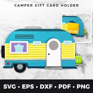 Camper Gift Card Holder SVG, Travel Gift Card svg, Camping Gift Card Holder, DIY Adventure Gift, RV Gift Card svg, Road Trip Card pdf