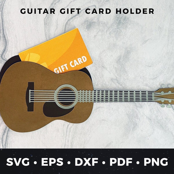 Acoustic Guitar Gift Card Holder, DIY Guitar Card, Guitar svg, Guitar SVG, Guitar Cut File, Cricut Project, DIY Guitar Card, Guitar Lover