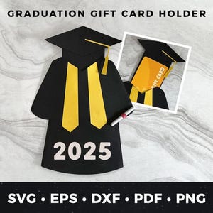 Abitur Geschenkkartenhalter SVG, Abitur Geschenkkartenhalter SVG, 2025 Grad Geschenk, Mütze und Kleid SVG, Abschlusskarte, Geschenkkartenhalter Vorlage