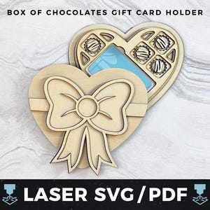 Porta biglietti regalo con scatola di cioccolatini Laser SVG, regalo di San Valentino PDF, porta soldi in cioccolato, ricordo in legno laser, regalo di fidanzamento, file di taglio fai da te