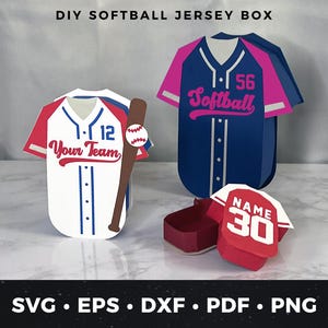 Boîte cadeau svg, boîte cadeau maillot de softball svg, coffrets cadeaux équipe de softball, boîte cadeau bricolage, boîte cadeau entraîneur de softball svg