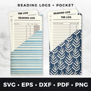 Marcador de diário de leitura SVG, diário de TBR, marcador para impressão, marcador de cartão de biblioteca, rastreador de diário de leitura pdf, diário de leitura png, rastreador de livros svg