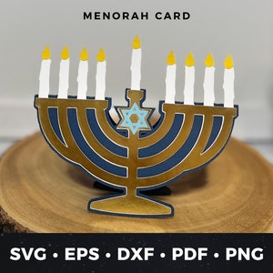 Carte menorah svg, modèle de carte de Hanoucca, bricolage carte de Hanoucca, menorah svg, menorah couper fichier, Hanoucca couper fichier, Hanoucca cadeau svg menorah png