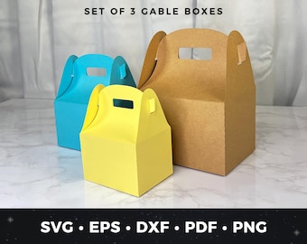 Gable Box SVG Bundle, DIY Favor Gift Box Template for Cricut, Gable Box SVG, Gable Box Cut File, Simple Favor Boxes, Favor Box with Handle