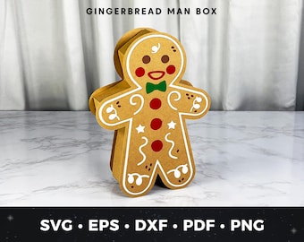 Gingerbread Man Gift Box SVG, 3D Christmas Gingerbread Favor Box Template, DIY Holiday Treat Box, Cricut Box svg Cute Holiday Gift Box Craft