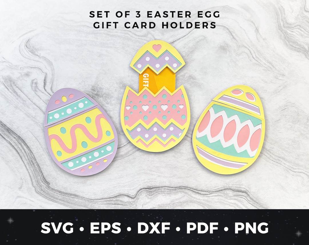 Set of 3 Easter Egg Gift Card Holders Easter Gift Card Holder Cut