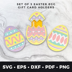 3er Set Osterei Geschenkkartenhalter | Ostergeschenk Kartenhalter geschnitten, Ostergeschenk svg, Osterkarte svg, DIY Ostergeldhalter Cut Datei pdf