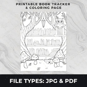 Enchanted Forest Bookshelf Book Tracker, Printable Bookshelf Book Tracker, Books to Read, Book Tracker Planner, Printable Reading Log