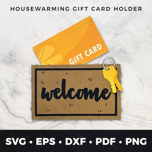 Porta carte regalo per inaugurazione della casa in formato svg, Porta carte regalo per tappetino di benvenuto in formato svg, Carta regalo per nuova casa in formato svg, Carta regalo per acquirente di casa in formato svg, Carta per proprietario di casa in formato svg