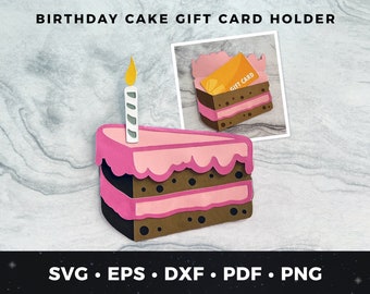 Birthday Cake Gift Card Holder svg, Birthday Giftcard Holder svg, DIY Birthday Card, Bday Gift Card Holder, Cake Gift Card svg, Cake svg