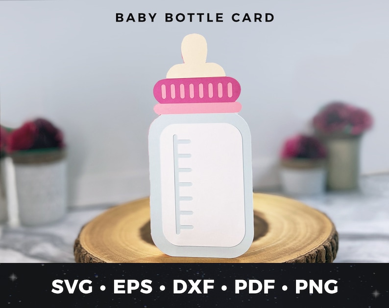 Baby Bottle Card Svg, Baby Shower Card svg, Baby Shower Prize, Baby Shower Greeting Card, New Baby Card svg, Baby Bottle Cut File Bottle svg image 1