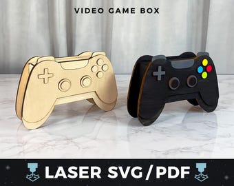 Video Game Controller Gift Box Laser Cut File, Gamer Favor Box SVG, Glowforge xTool File, DIY Party Favor, Wooden Gaming Controller Box svg