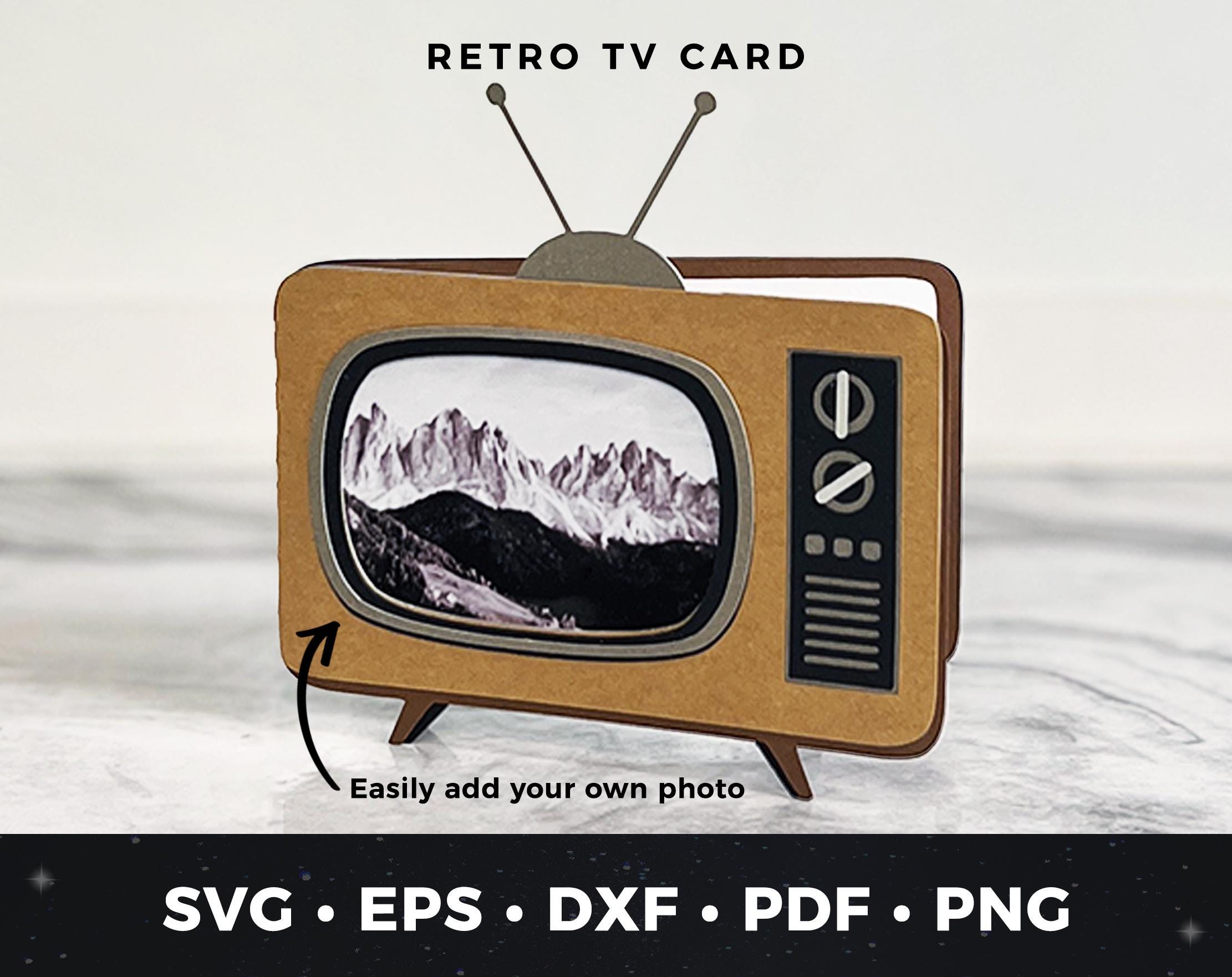 レトロ TV グリーティング カード svg、ヴィンテージ TV カード svg