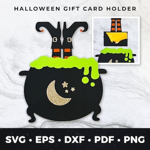 Porta-cartão-presente de Halloween svg, Porta-cartão-presente Witches Brew svg, Porta-dinheiro de Halloween svg, Cartão de bruxa svg, Arquivo de corte Witch's Brew svg