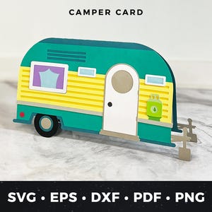 Camper Greeting Card SVG, RV Travel Card svg, Camping Adventure Card, Outdoor Birthday Card, DIY Camper rv Card, Nature Greeting Card pdf