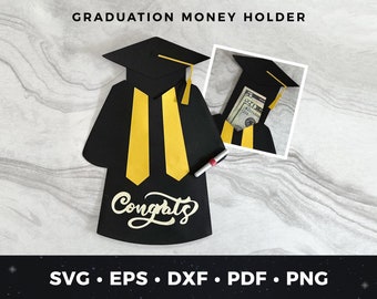 Porta dinero de graduación, Tarjeta de graduación DIY, Birrete y toga svg, Graduación SVG, Archivo de corte de graduación, Proyecto Cricut, Tarjeta de graduación DIY, Graduación
