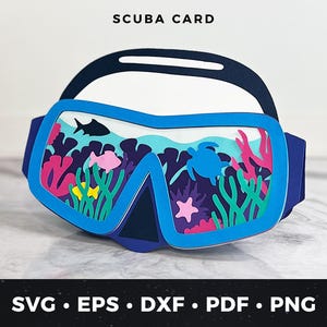 Carte de voeux plongée sous-marine SVG, carte aventure sous-marine, carte de plongée bricolage, carte d'anniversaire amoureux de l'océan, carte-cadeau plongée sous-marine, carte plongée SVG