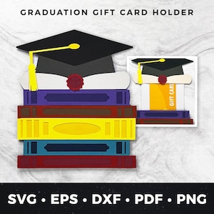Titulaire de la carte-cadeau de remise des diplômes svg, carte de remise des diplômes bricolage, carte-cadeau félicitations pour les diplômés fichier coupé, carte de diplômé bricolage pdf eps, porte-monnaie de l'obtention du diplôme svg
