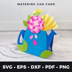 Arrosoir carte svg, fichier coupé pour carte de voeux fleur, carte de remerciement fleur, carte de rétablissement svg, svg de carte de jardinier mignon, carte de jardinage svg