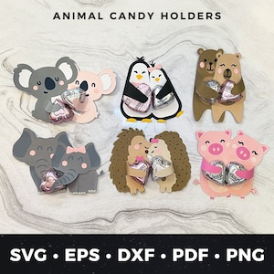 Valentine Candy Holder svg, DIY Cute Animal Candy Holder svg, Valentine Candy Hugger svg Cut File, DIY Kids Valentine svg, Cricut Project