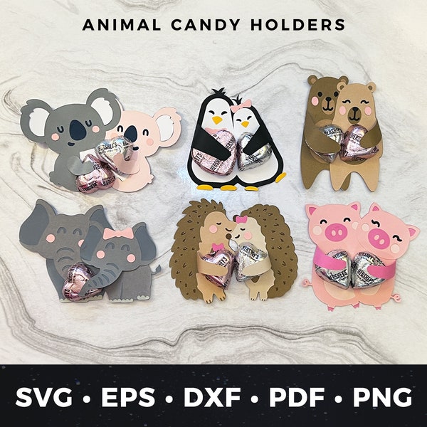 Valentine Candy Holder svg, DIY Cute Animal Candy Holder svg, Valentine Candy Hugger svg Cut File, DIY Kids Valentine svg, Cricut Project