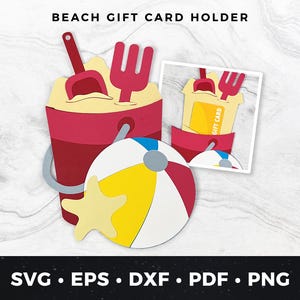 Beach Toys Gift Card Holder svg, Ocean Themed Gift Card svg, Beach Money Holder, Beach Greeting Card, Beach Birthday Card svg, Beach Ball