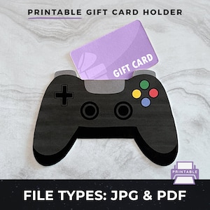 Portatarjetas de regalo de videojuego imprimible svg, Tarjeta de videojuego DIY, Archivo de impresión de controlador de videojuego, Portatarjetas de regalo de jugador imprimible pdf